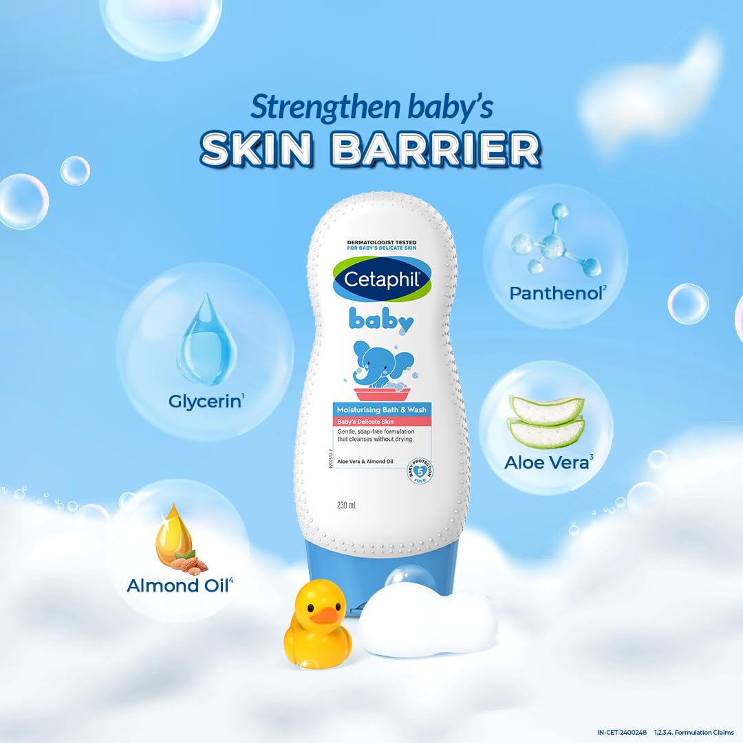 Cetaphil Baby Moisturising Bath & Wash – Gentle Hydration for Sensitive Skin (230ml)