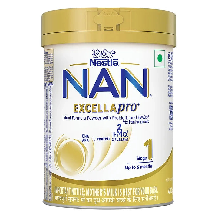 NAN EXCELLAPRO Stage 1 Infant Formula Milk powder for babies (Up to 6 months) with HMOs & Probiotic 400 gm Tin with Smartlid