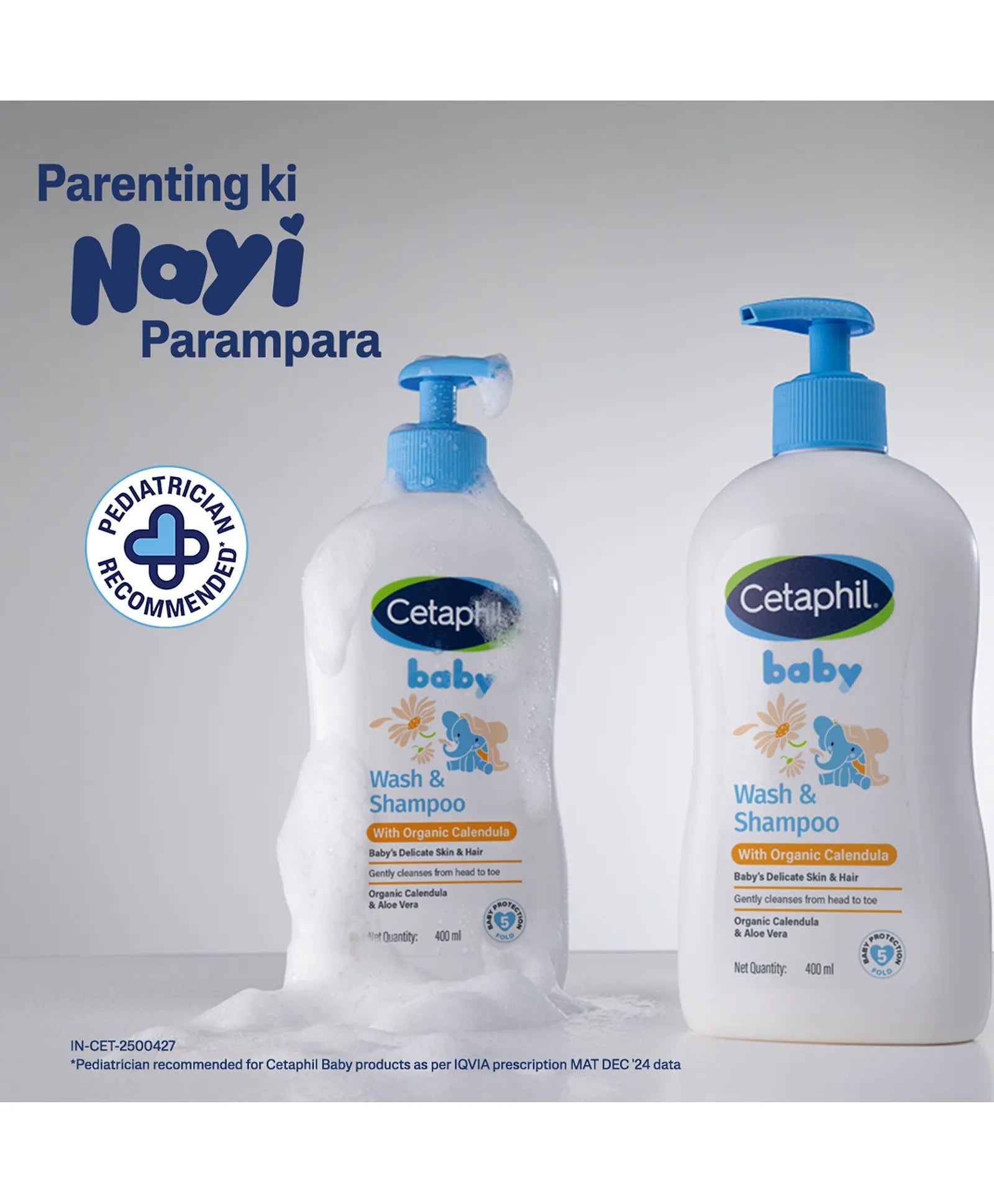 Cetaphil Baby Wash & Shampoo with Organic Calendula – Gentle Tear-Free Cleanser for Hair & Body (400ml)