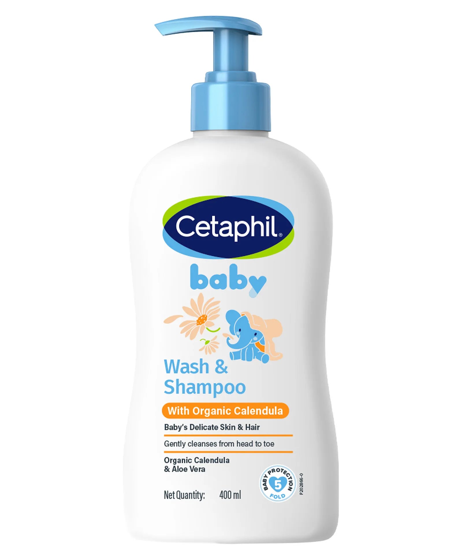 Cetaphil Baby Wash & Shampoo with Organic Calendula – Gentle Tear-Free Cleanser for Hair & Body (400ml)