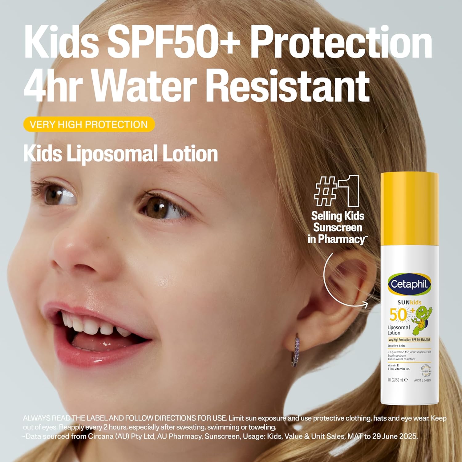 Cetaphil Sun Kids Liposomal Lotion SPF 50+ – High Protection Sunscreen for Sensitive Baby Skin (50+/150ml)