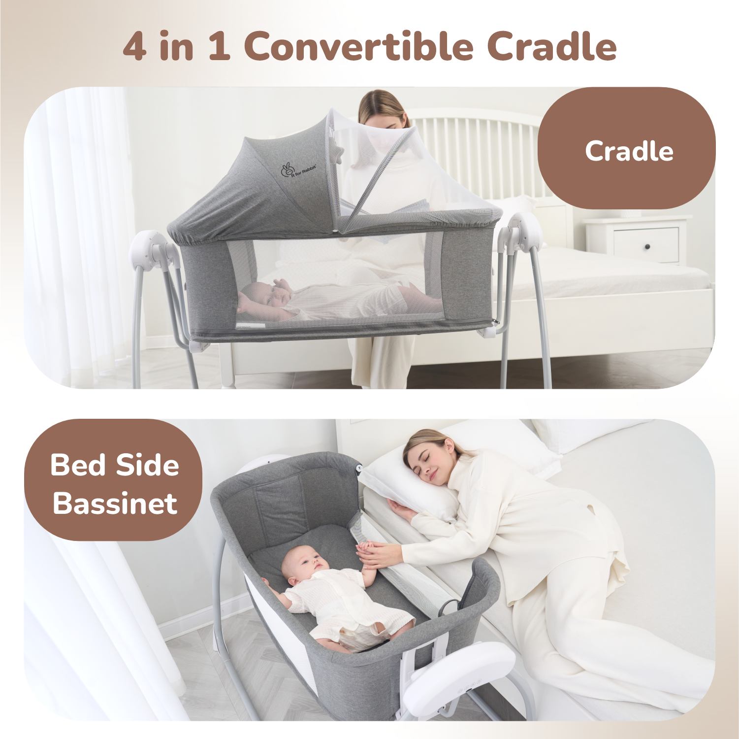 R for Rabbit Lullabies Smart Electric Cradle For Babies 4 in 1 Multipurpose Cradle