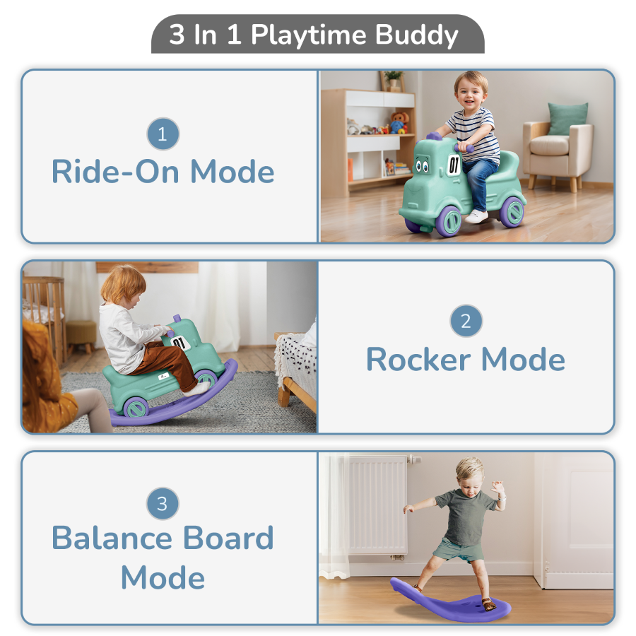R for Rabbit Rock N Ride 3-in-1 Balance Board, Ride On & Rocker for Kids (1-4 Years)