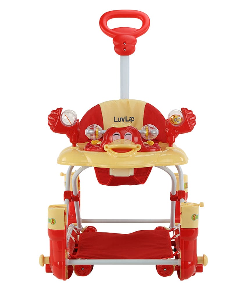 LuvLap Comfy Baby Walker Cum Rocker, Red