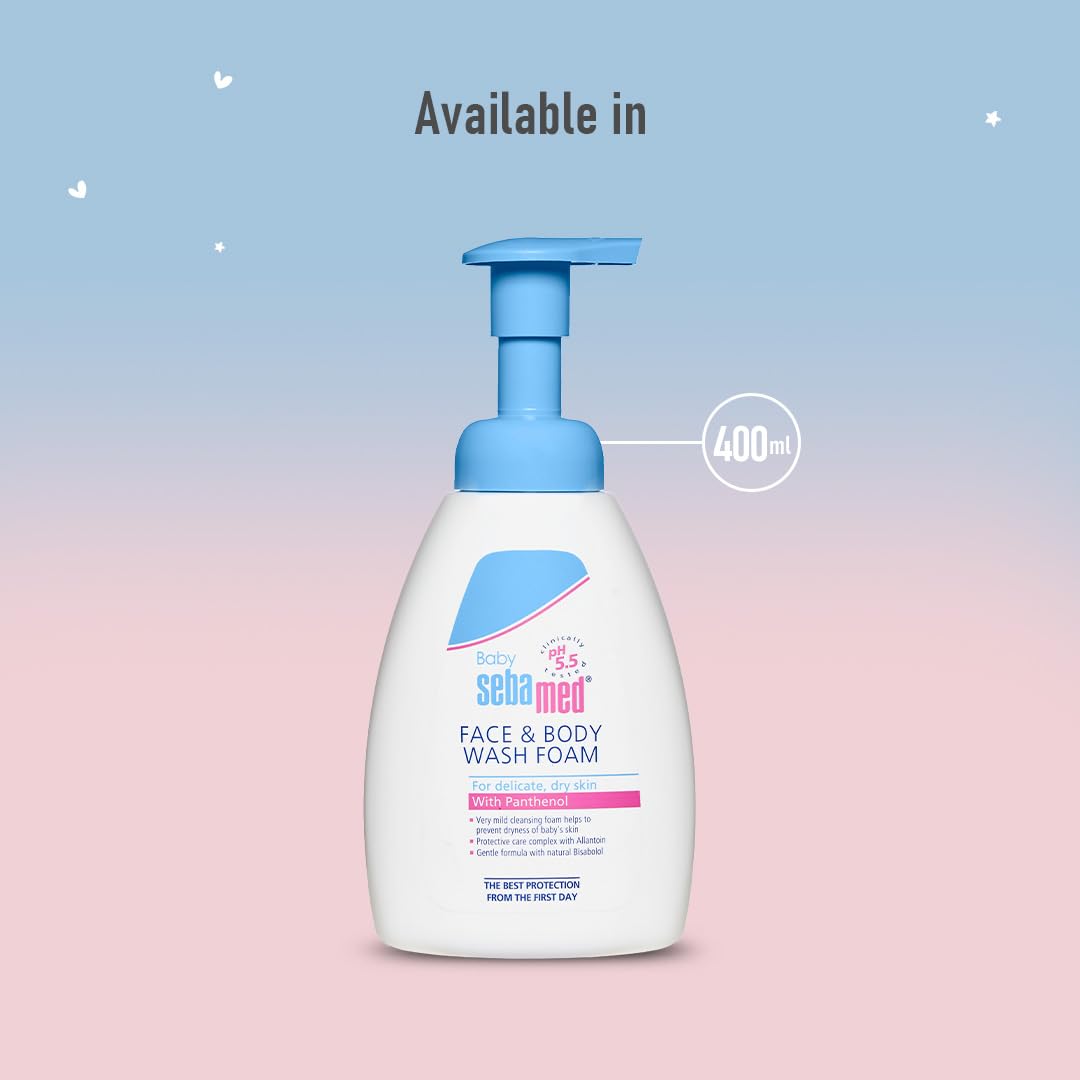 Sebamed Baby Face & Body Wash Foam – pH 5.5 Gentle Cleanser for Delicate & Dry Skin (400ml)