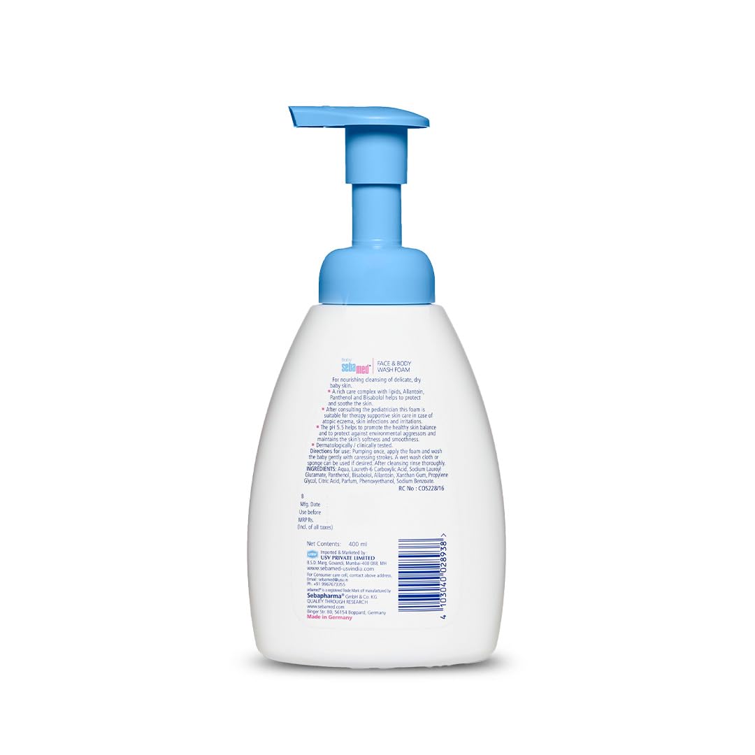 Sebamed Baby Face & Body Wash Foam – pH 5.5 Gentle Cleanser for Delicate & Dry Skin (400ml)