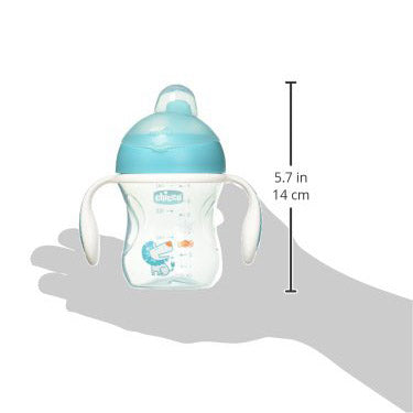 Chicco Training Cup for Babies, 200ml | Semi Soft Bite Resistant Spout Sipper (6+ months) | Spill-Proof | Easy-Grip | BPA-free Material