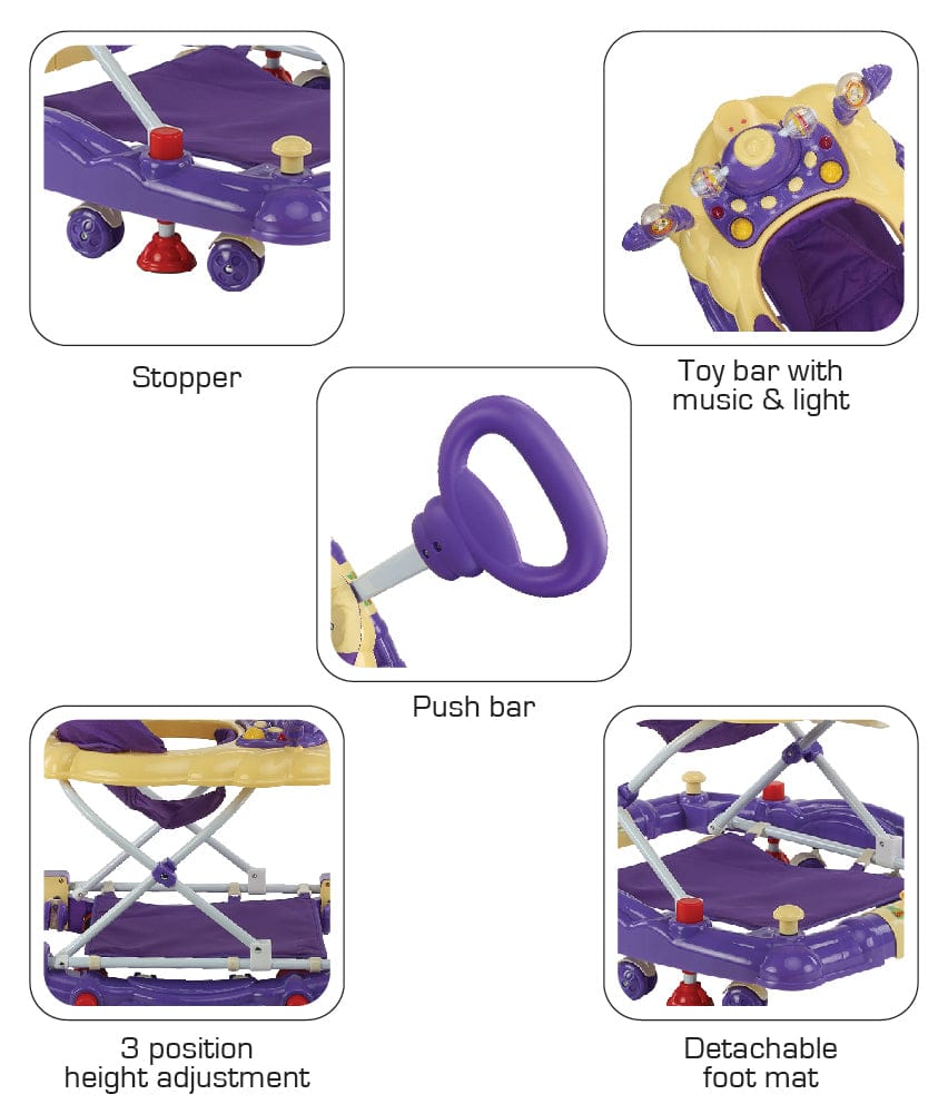LuvLap Comfy Baby Walker Cum Rocker, Purple