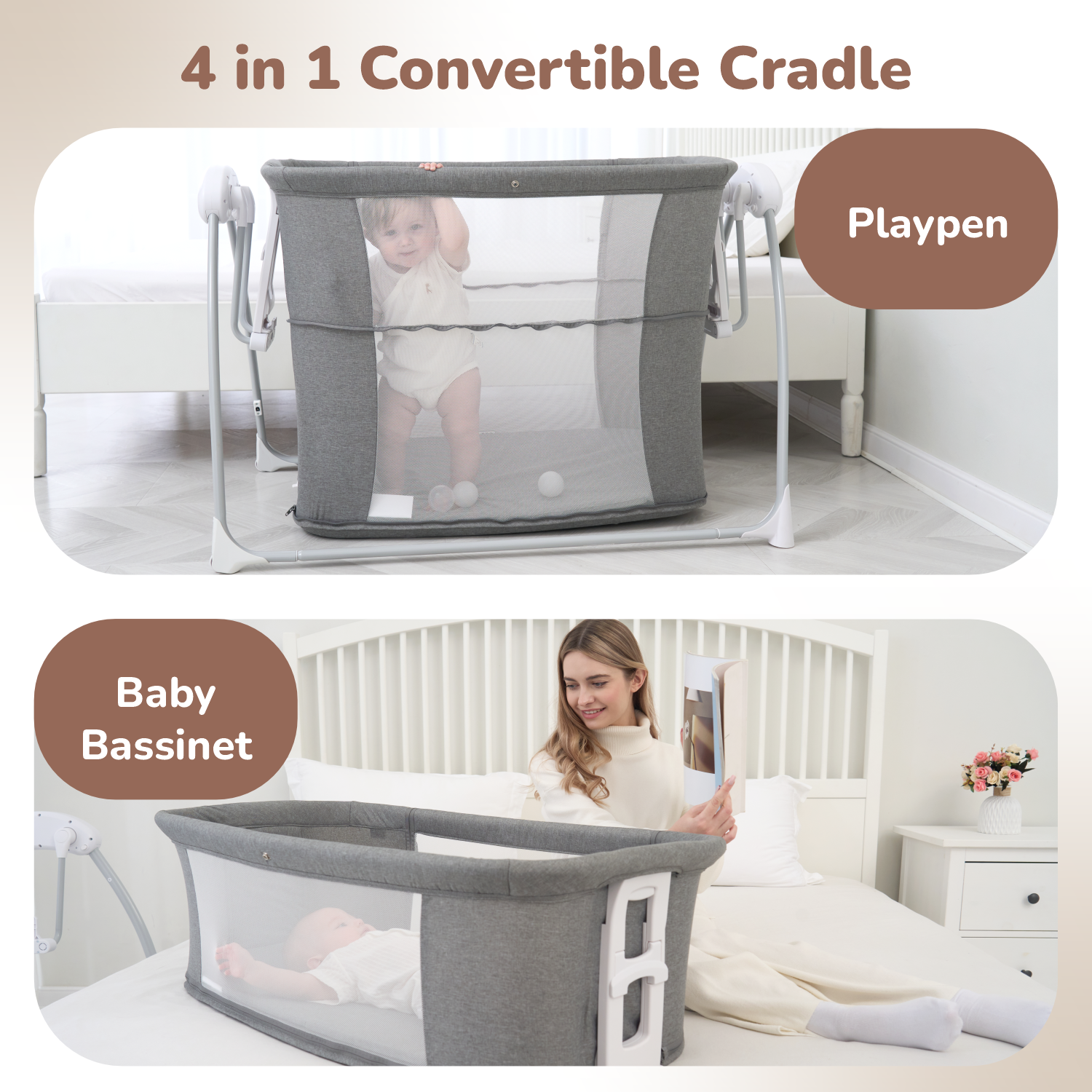 R for Rabbit Lullabies Smart Electric Cradle For Babies 4 in 1 Multipurpose Cradle