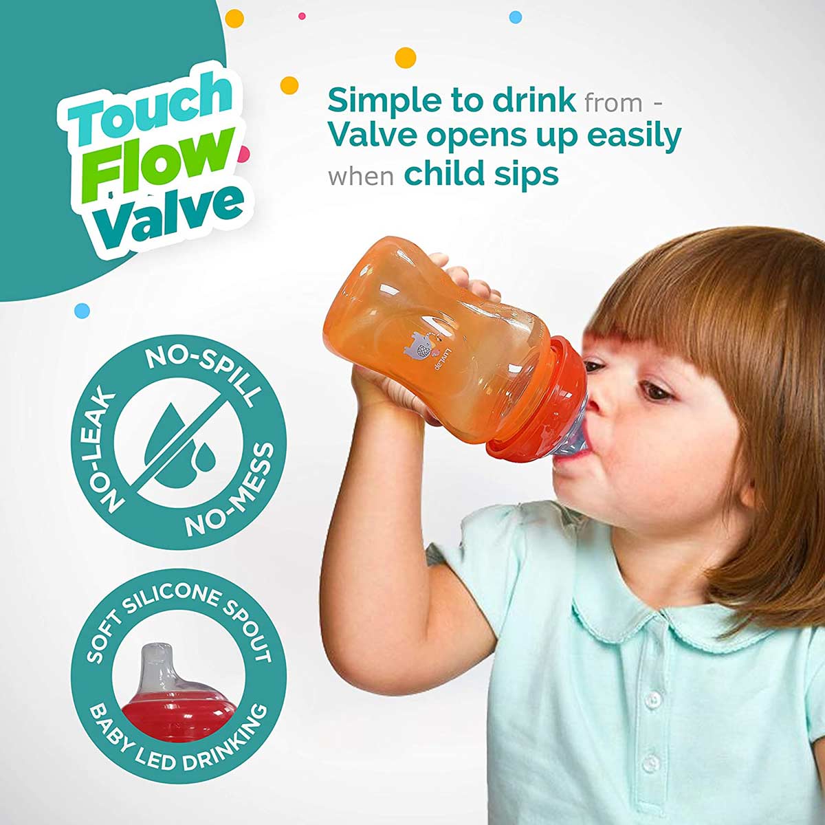 LuvLap Jumbo Sky Spout Cup, 300Ml, Orange