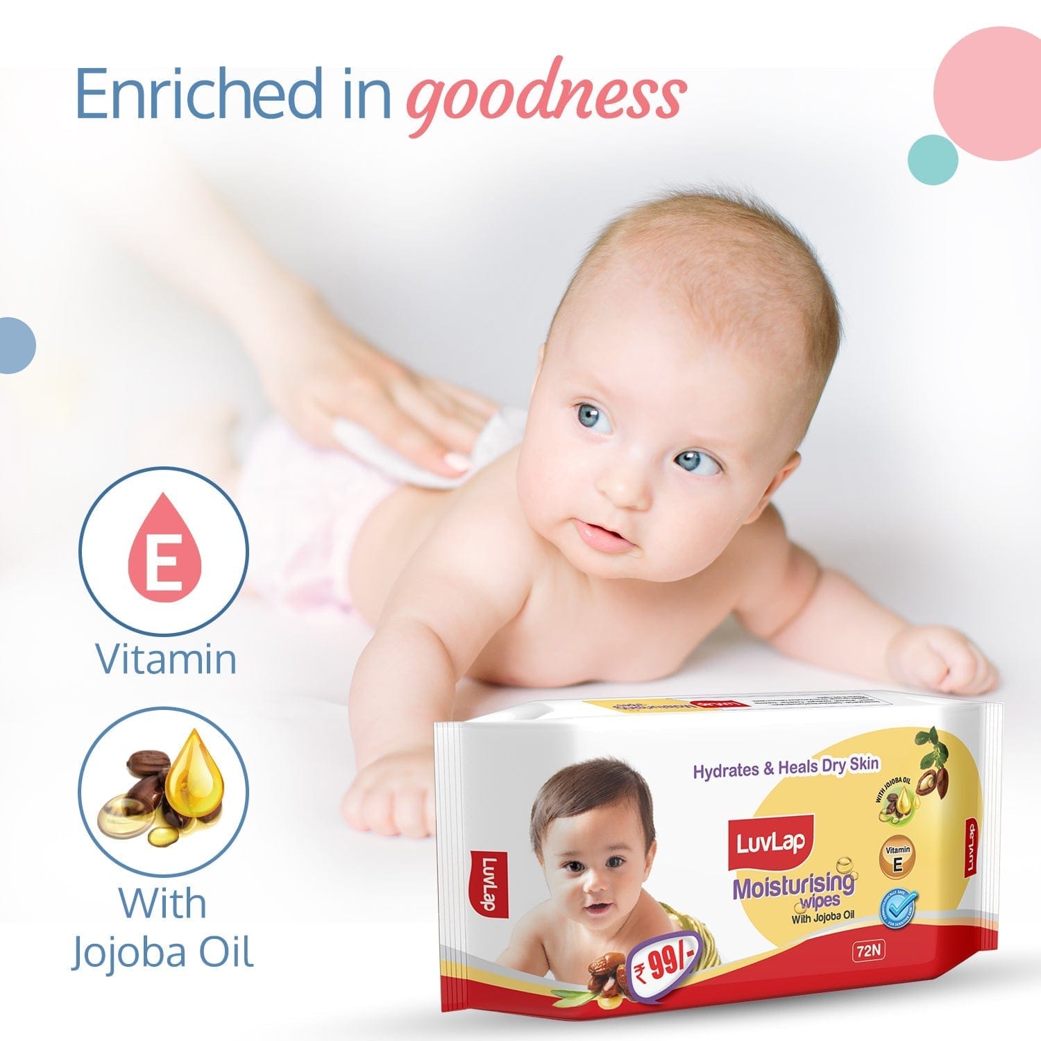 LuvLap Baby Wipes With Jojoba Oil - Pack Of 6