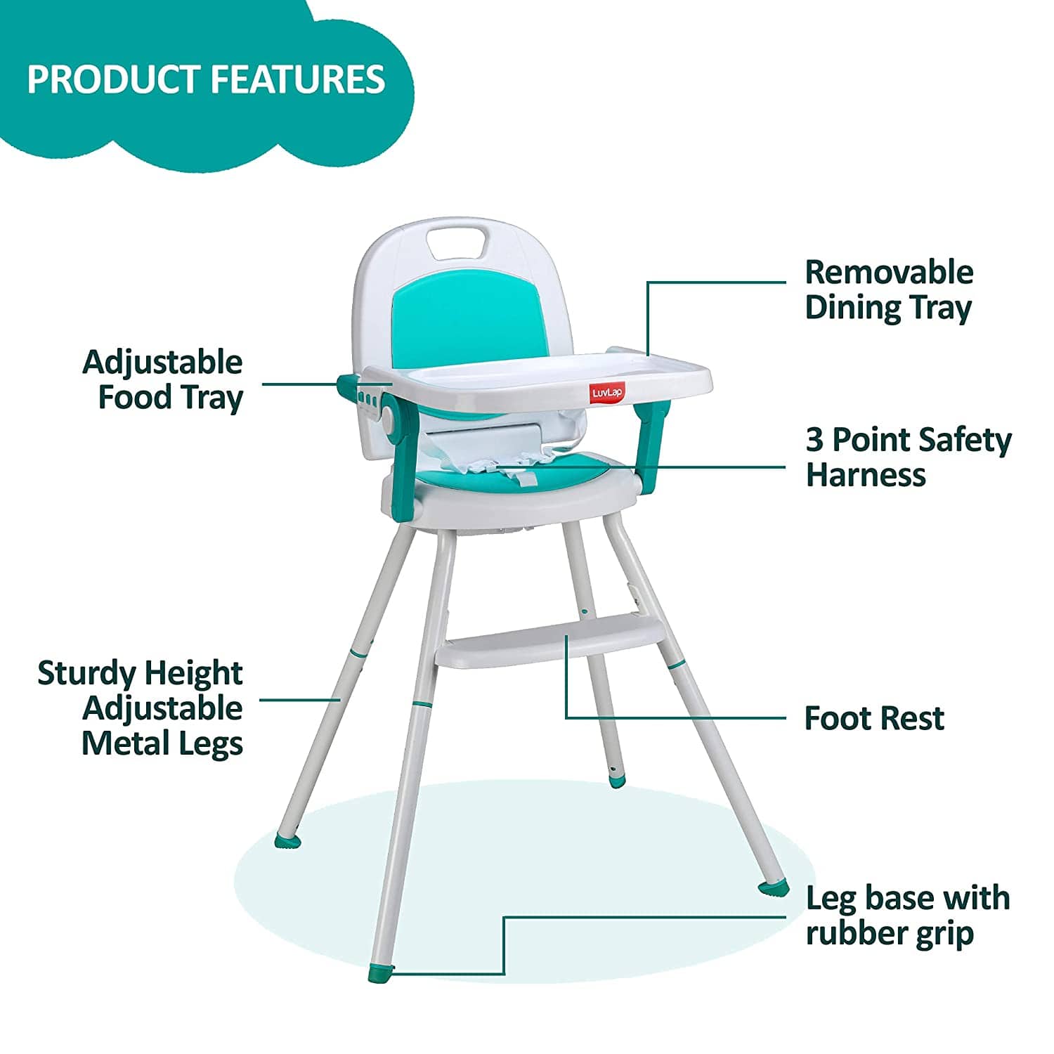 luvlap Cosmos 3-In-1 Baby High Chair, Green