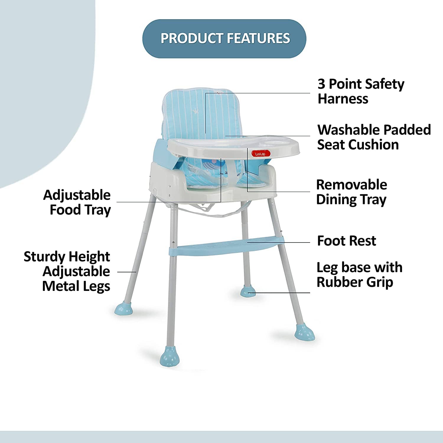 luvlap 4-In-1 Baby High Chair, Blue