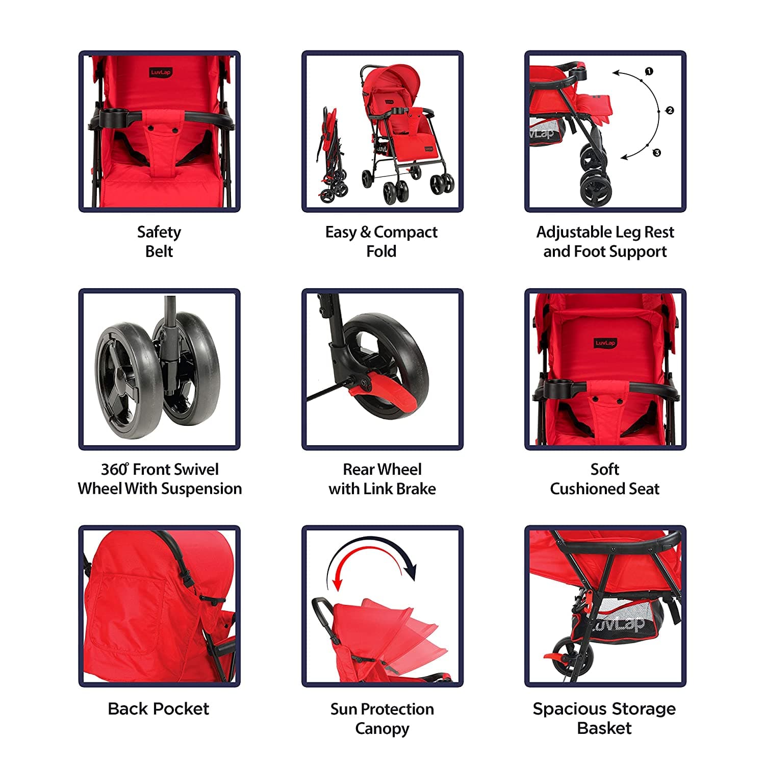 luvlap Delight Stroller, Red