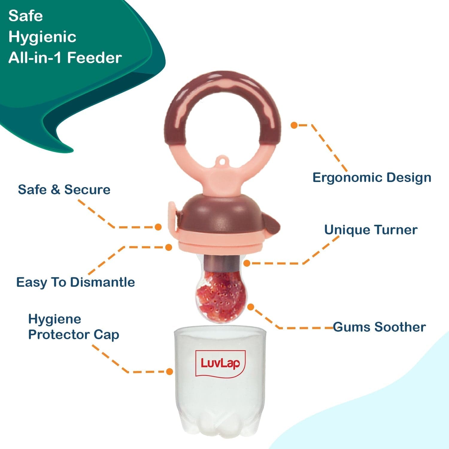 LuvLap Baby Food and Fruit Feeder Twin Pack, BPA Free, Green & Pink