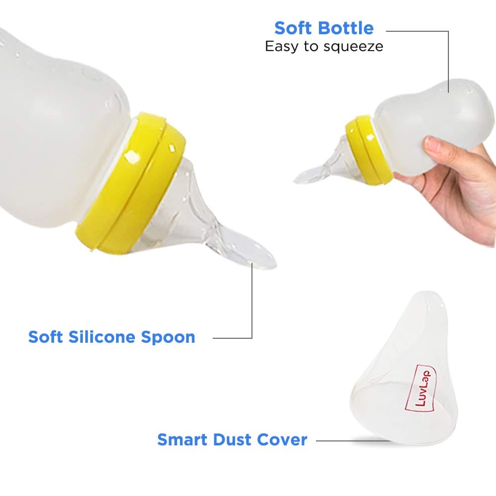 LuvLap Feeding Squeezy Spoon, 180Ml, Bpa Free,Yellow