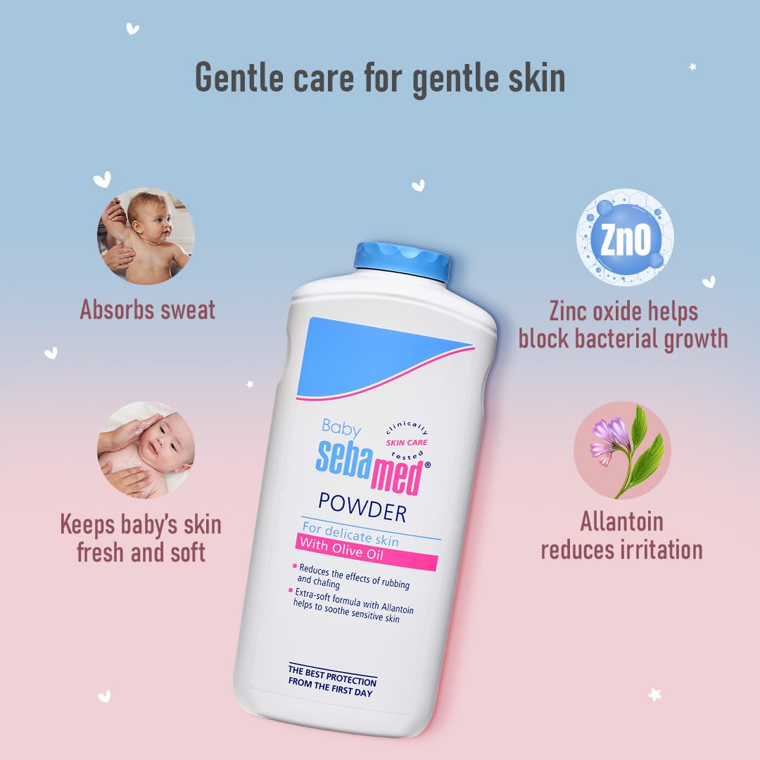 Sebamed Baby Powder 400 gm | Olive Oil & Allantoin | Absorbs Sweat | Keeps Newborn’s Skin Fresh
