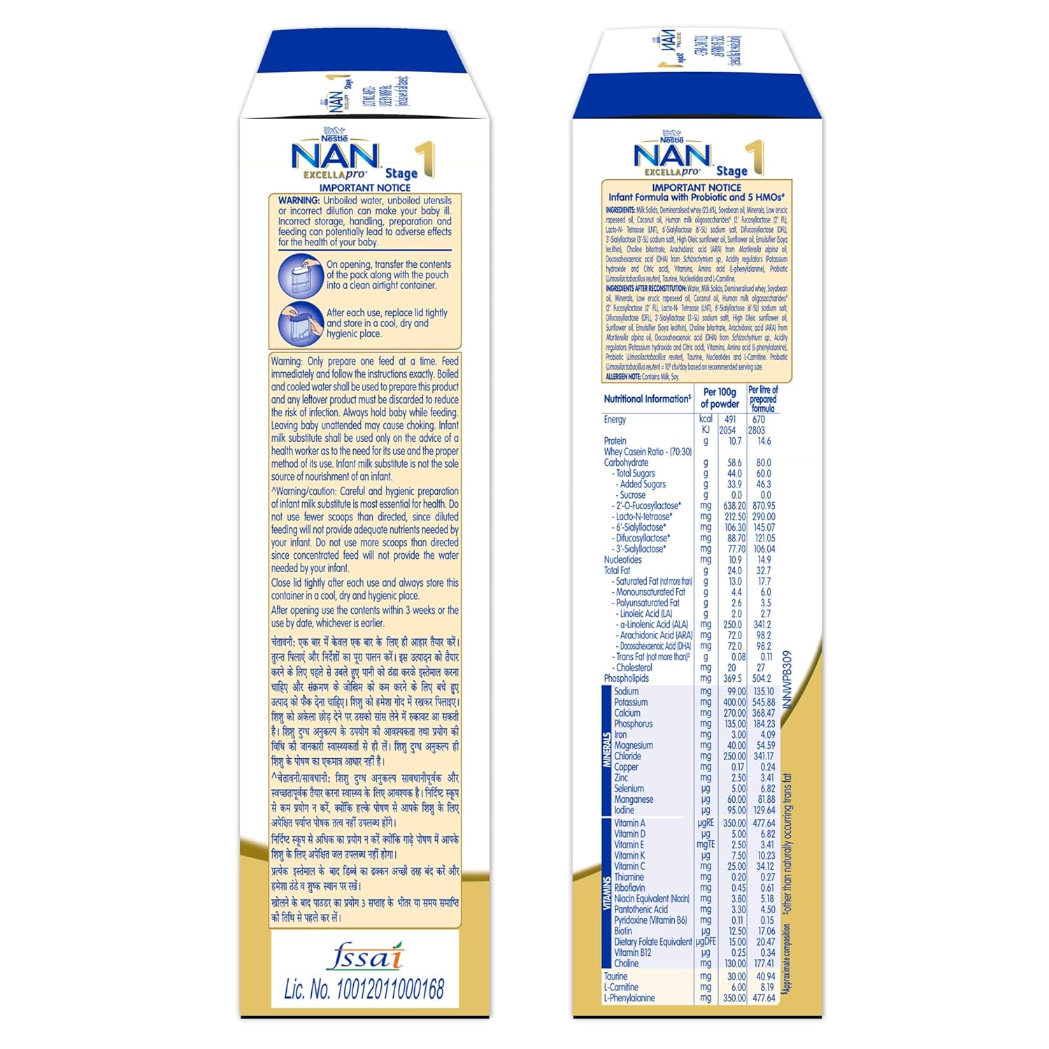EXCELLAPRO Stage 1 Infant Formula Milk Powder With HMOs & Probiotic For Babies (Up To 6 Months), 400g BIB