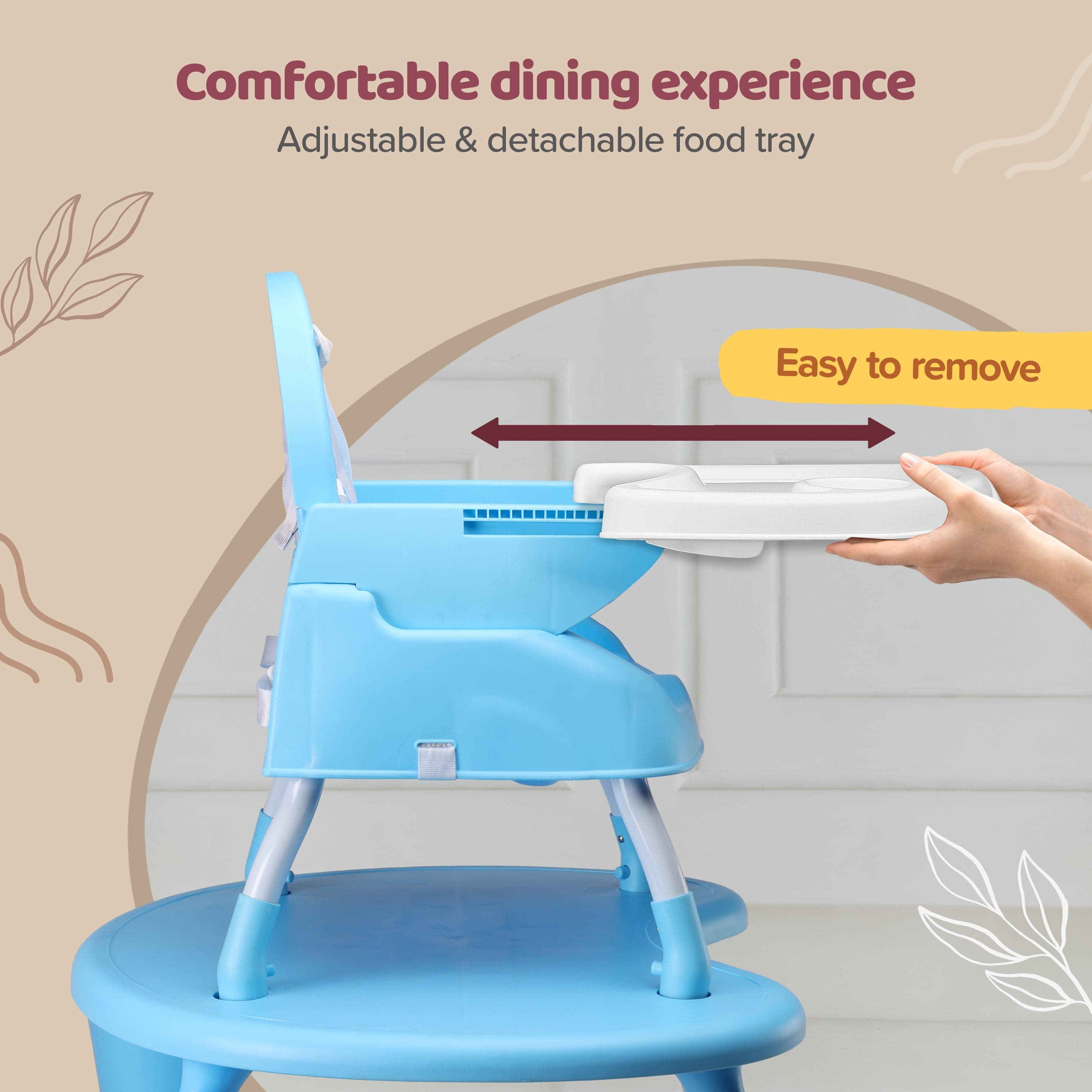 luvlap 4 in 1 Convertible Baby High Chair with 3 Point Safety Belts, High Chair, Low Chair, Booster Chair and Table for Baby, Removable & Washable Food Tray 6 Months+ (Blue)
