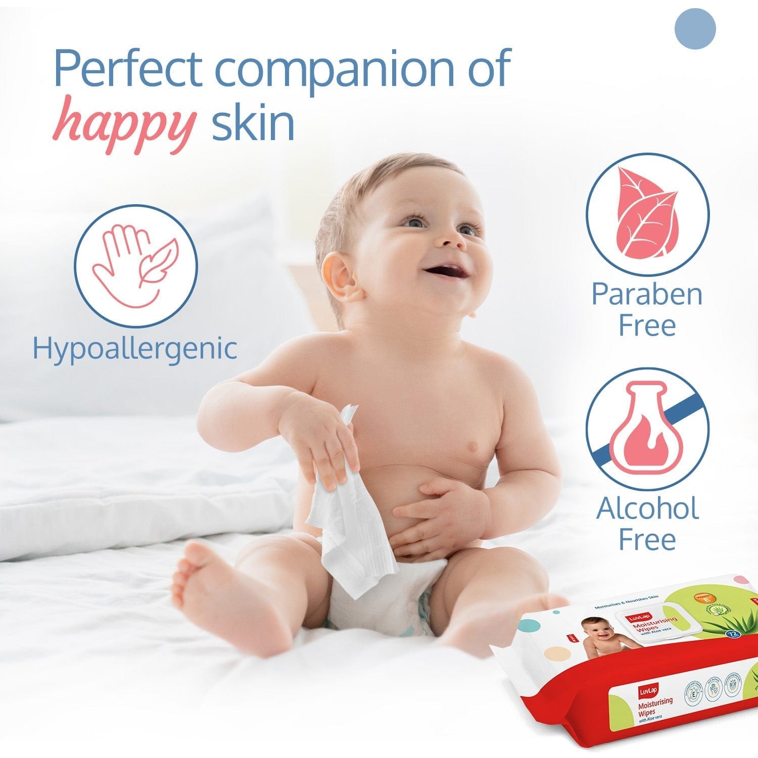 LuvLap Aloe Vera Baby Wipes With Lid, 72 Pcs