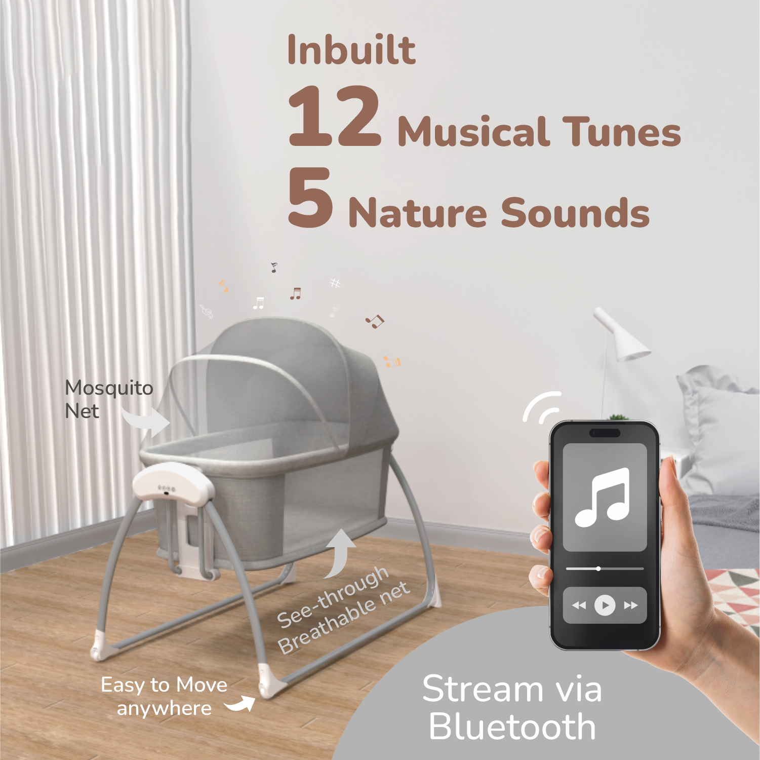 R for Rabbit Lullabies Smart Electric Cradle For Babies 4 in 1 Multipurpose Cradle