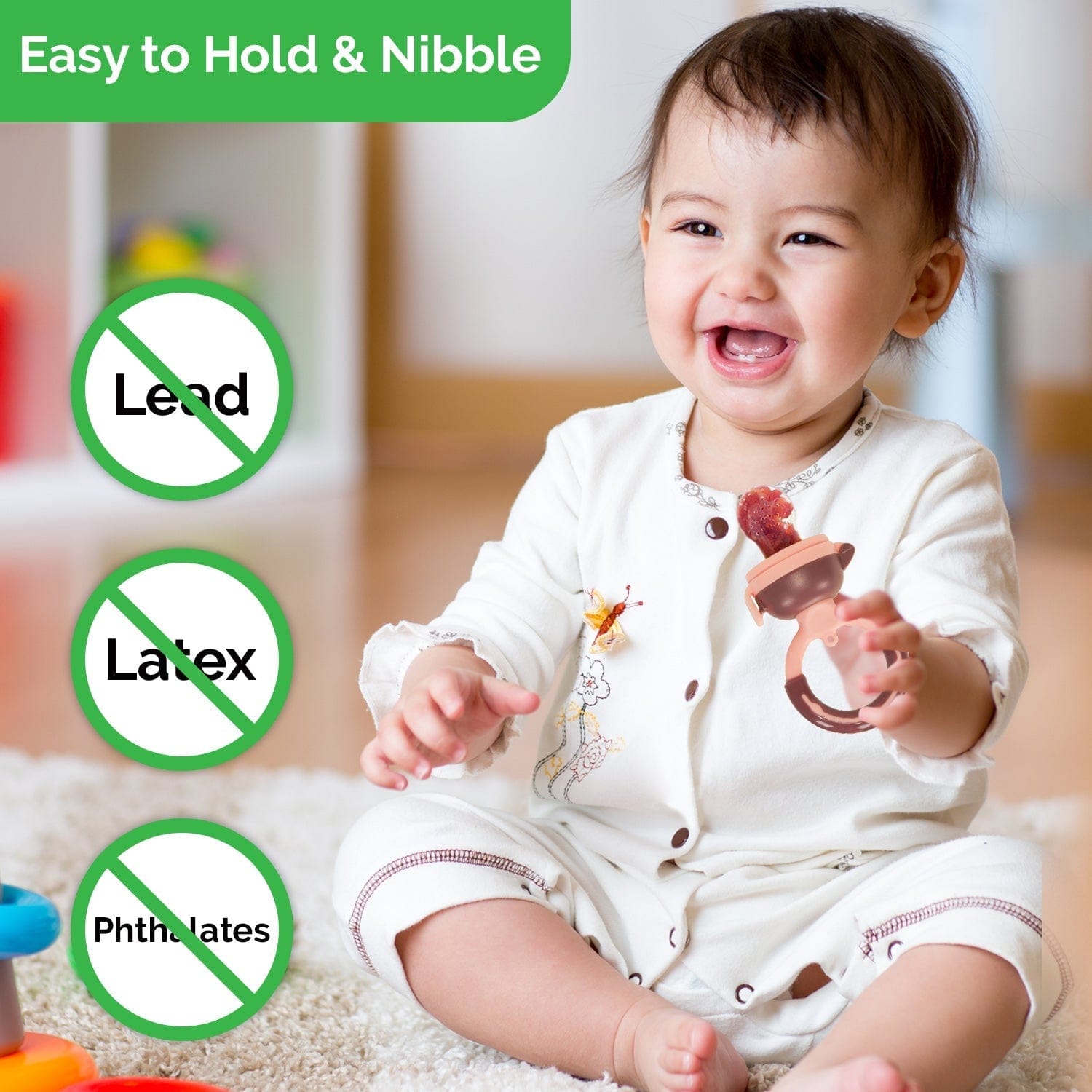 LuvLap Baby Food and Fruit Feeder Twin Pack, BPA Free, Green & Pink