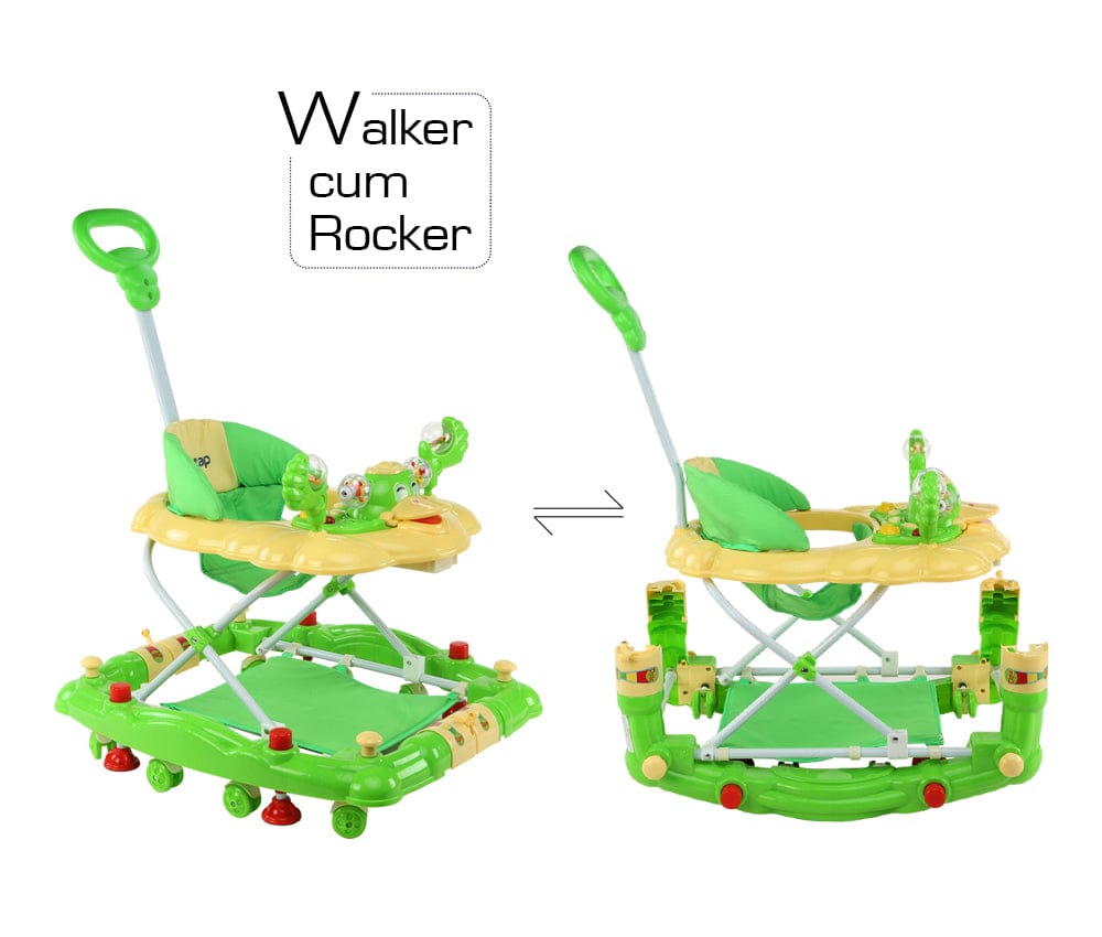 LuvLap Comfy Baby Walker Cum Rocker, Green