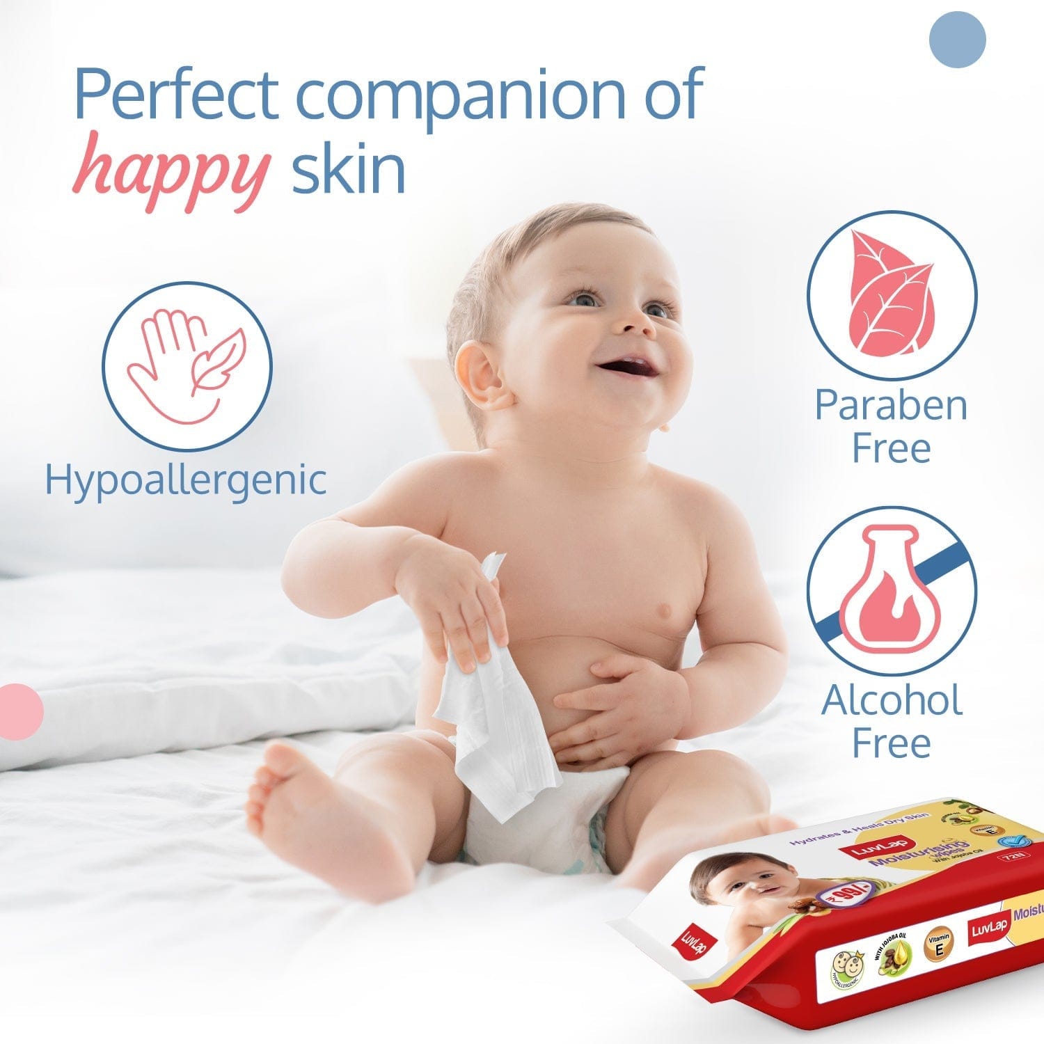 LuvLap Baby Wipes With Jojoba Oil - Pack Of 6