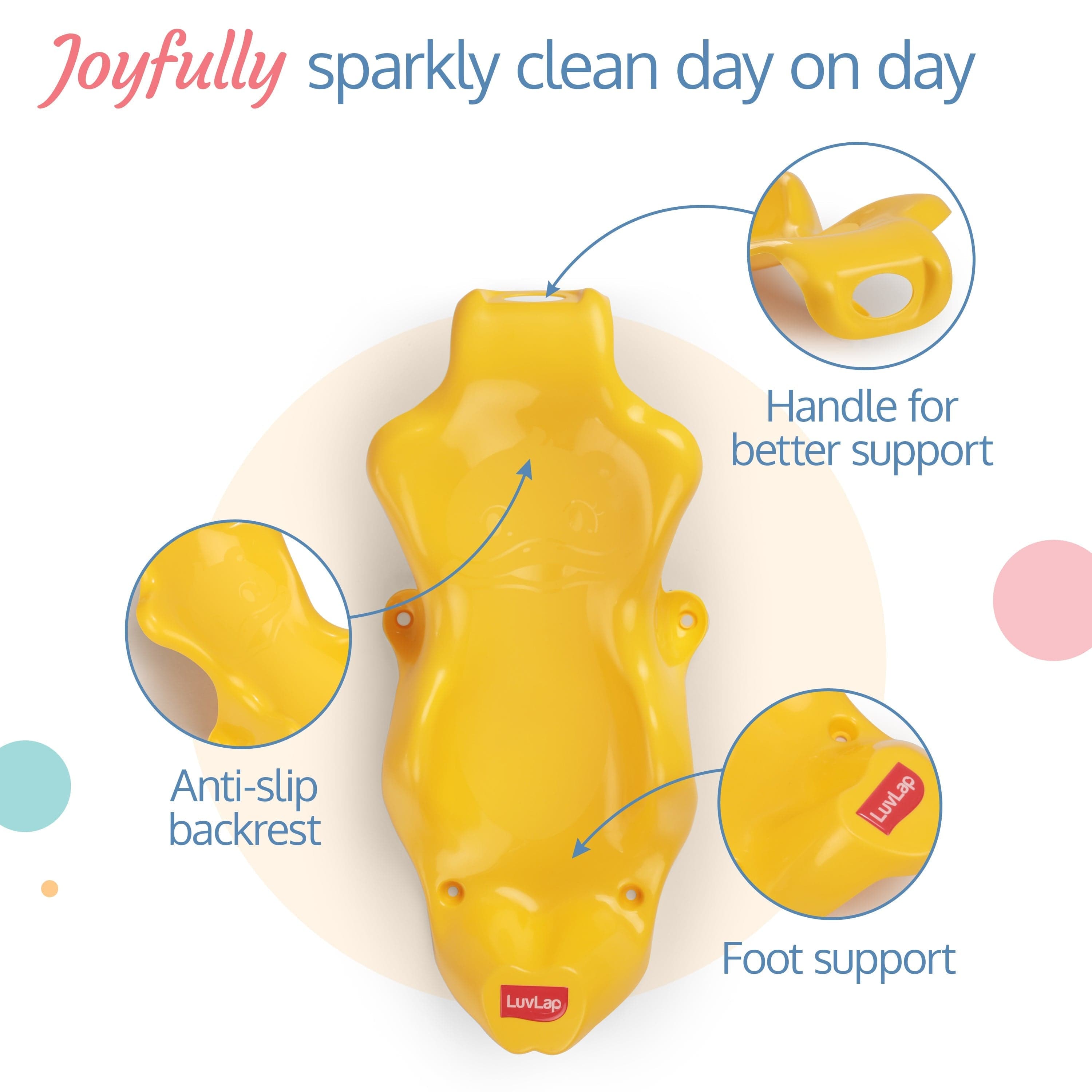 LuvLap Bubble Baby Bathtub (White & Orange) & Anti Slip Baby Plastic Bath Chair (Yellow)