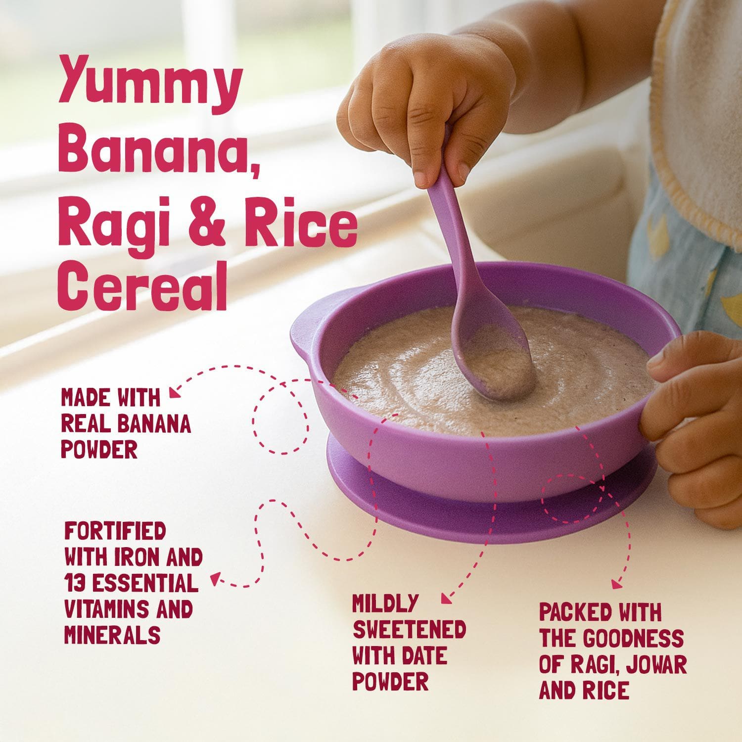 Slurrp Farm Banana, Ragi and Rice Cereal with Milk | 200g