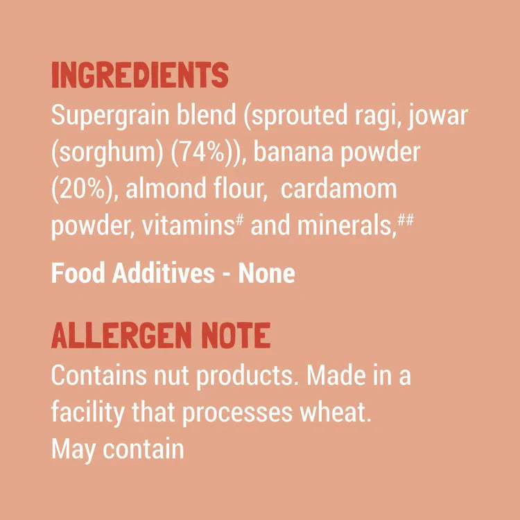 Slurrp Farm No Added Sugar, No Salt Ragi, Almond and Banana Cereal | 100% Sprouted Ragi | Healthy Cereal | No Milk | No Preservatives, 200g