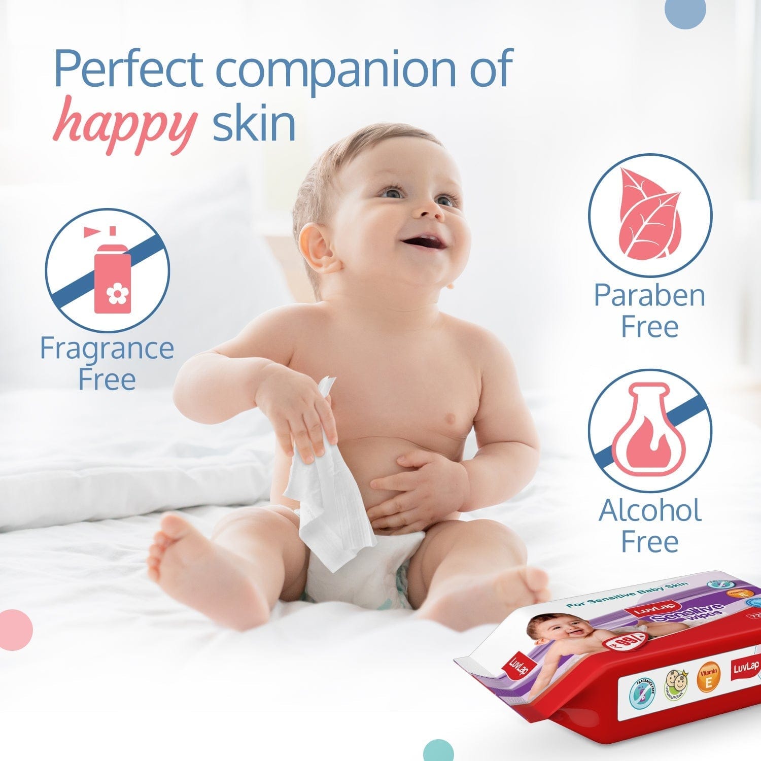 LuvLap Sensitive Baby Wipes, 72 Pcs