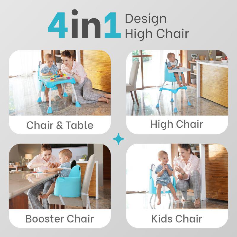 R for Rabbit 4 in 1 Cherry Berry Grand High Chair - Convertible, Removable Tray, Non Slippery-Anti Tipping, Booster Seat, Study Table & Chair Convertible