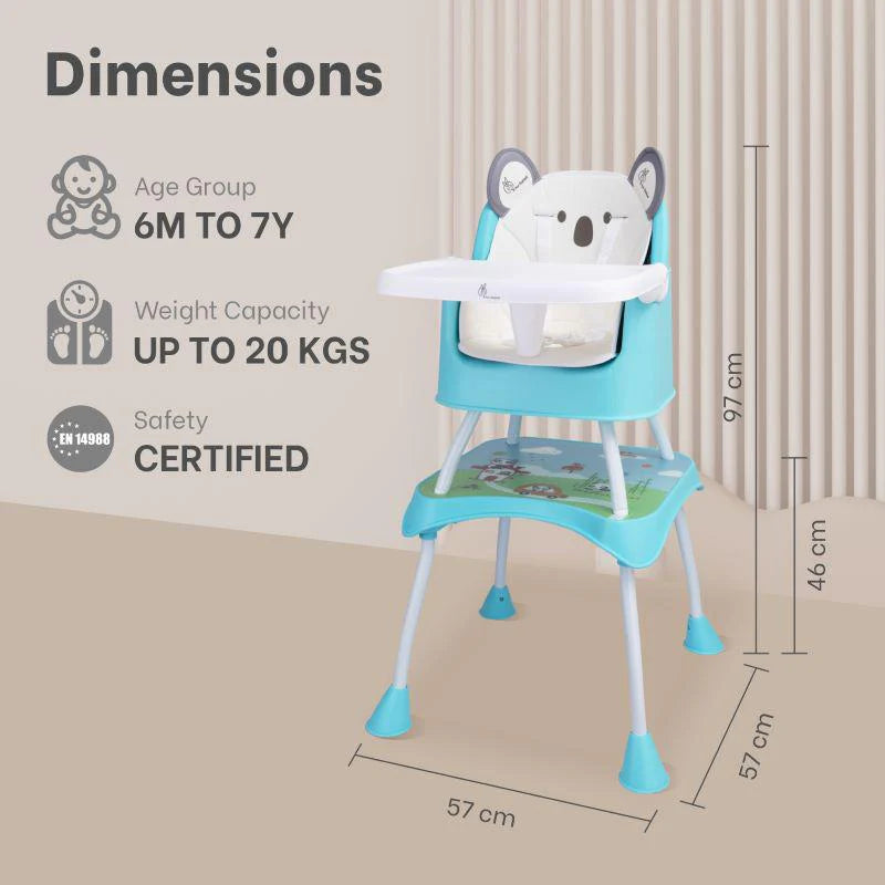 R for Rabbit 4 in 1 Cherry Berry Grand High Chair - Convertible, Removable Tray, Non Slippery-Anti Tipping, Booster Seat, Study Table & Chair Convertible