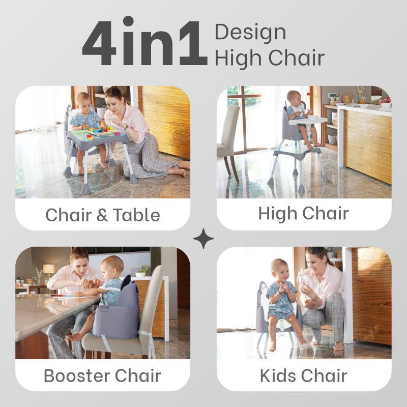 R for Rabbit 4 in 1 Cherry Berry Grand High Chair - Convertible, Removable Tray, Non Slippery-Anti Tipping, Booster Seat, Study Table & Chair Convertible