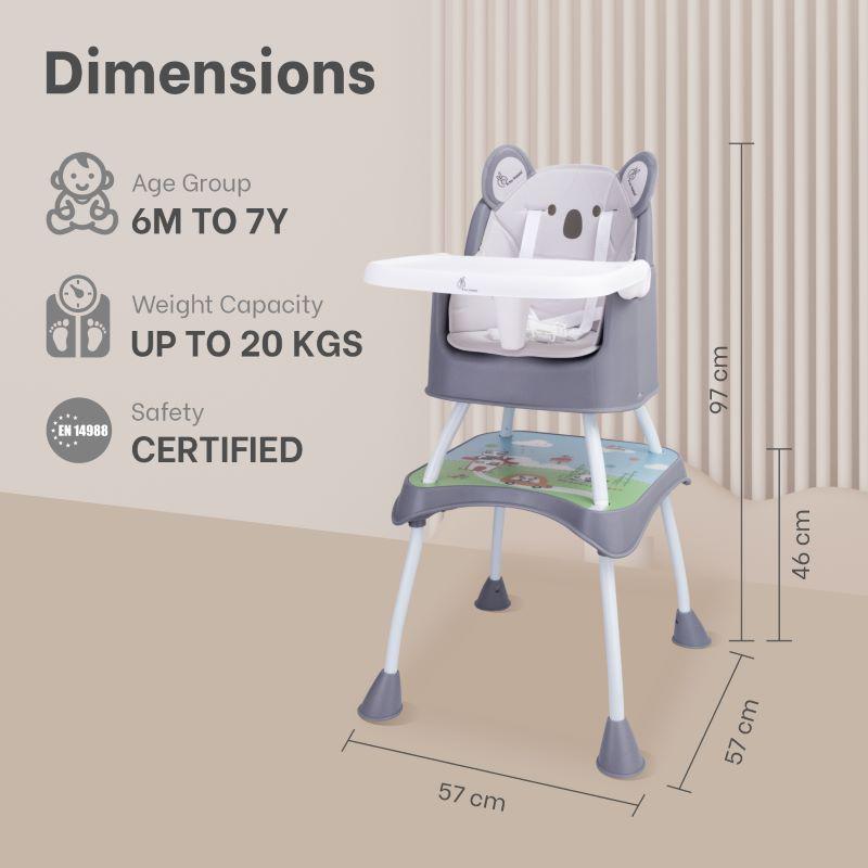R for Rabbit 4 in 1 Cherry Berry Grand High Chair - Convertible, Removable Tray, Non Slippery-Anti Tipping, Booster Seat, Study Table & Chair Convertible