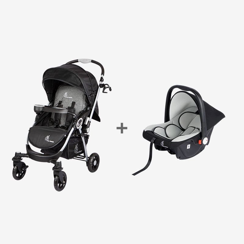 Chocolate Ride Stroller + Picaboo 4 in 1 Multipurpose Baby Carry Cot