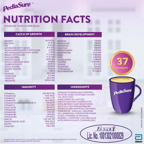 Pediasure Health and Nutrition Drink Powder 200g, Vanilla,Scientifically Designed Nutrition for Supporting Kids Growth