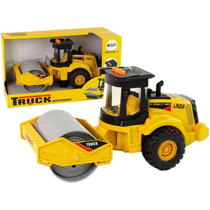 Rk Toys Big Road Roller Toy Truck Engineering Road Planer Vehicle Toy Friction Powered Construction Vehicles with Light and Music Road Roller Toy Truck for Kids (Road Roller)