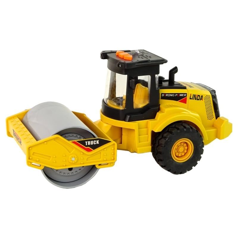 Rk Toys Big Road Roller Toy Truck Engineering Road Planer Vehicle Toy Friction Powered Construction Vehicles with Light and Music Road Roller Toy Truck for Kids (Road Roller)