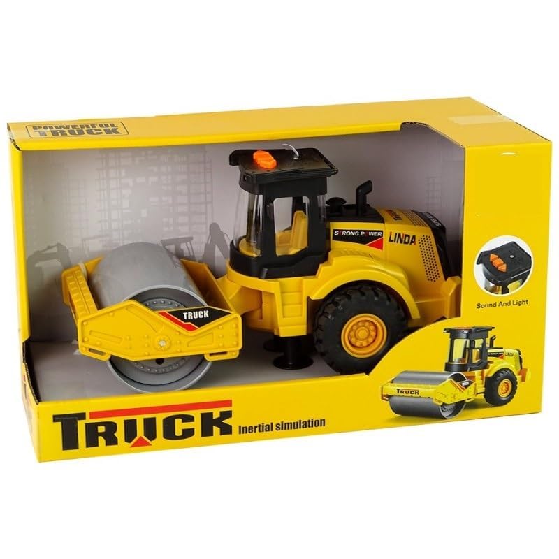 Rk Toys Big Road Roller Toy Truck Engineering Road Planer Vehicle Toy Friction Powered Construction Vehicles with Light and Music Road Roller Toy Truck for Kids (Road Roller)