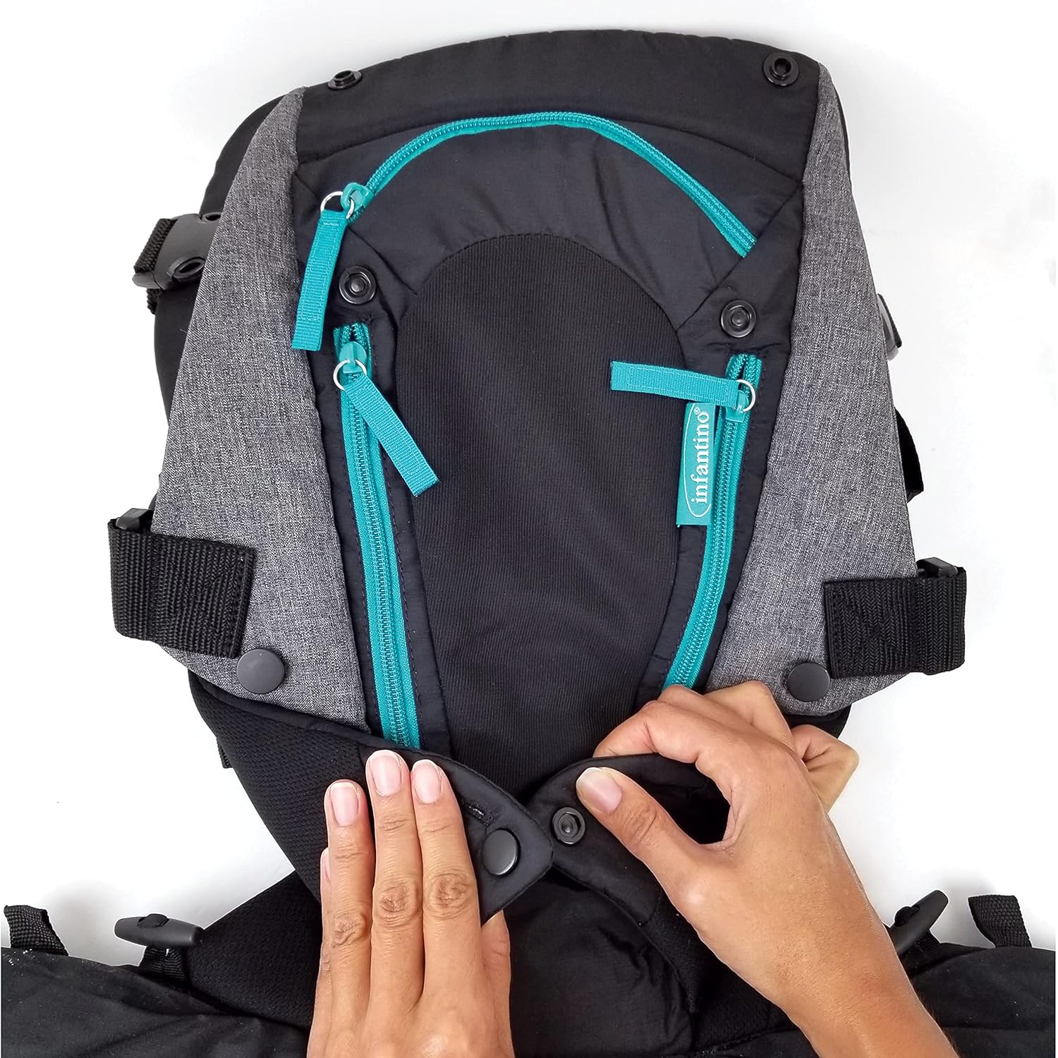 Infantino Carry On Active - Ergonomic Multi-Pocket Infant & Toddler Carrier, 8-40 lbs, with Padded Straps, Lumbar Belt Storage & Pacifier Loop