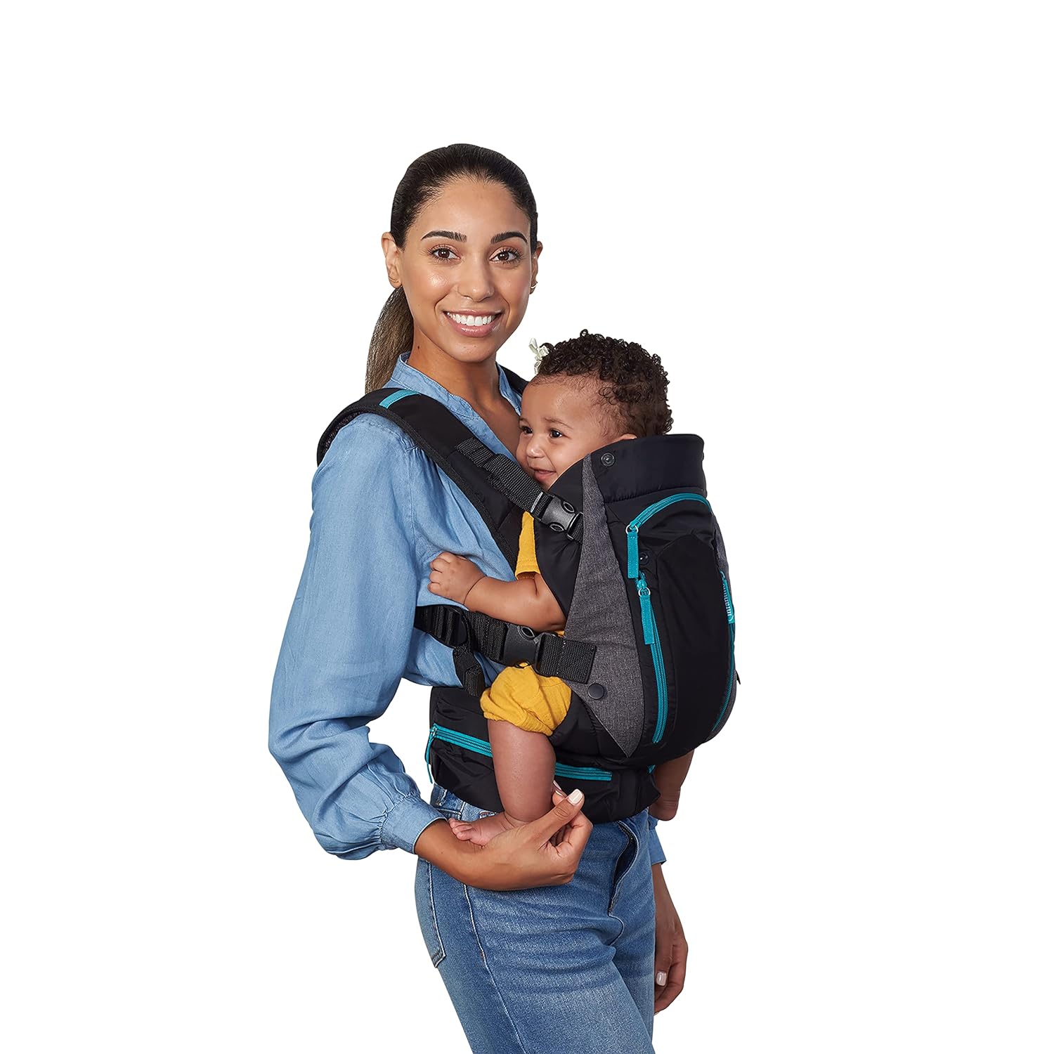 Infantino Carry On Active - Ergonomic Multi-Pocket Infant & Toddler Carrier, 8-40 lbs, with Padded Straps, Lumbar Belt Storage & Pacifier Loop