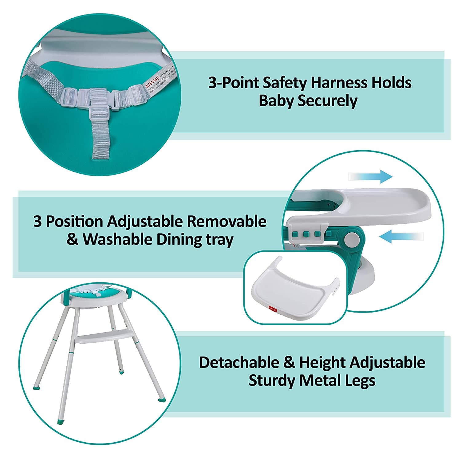 luvlap Cosmos 3-In-1 Baby High Chair, Green