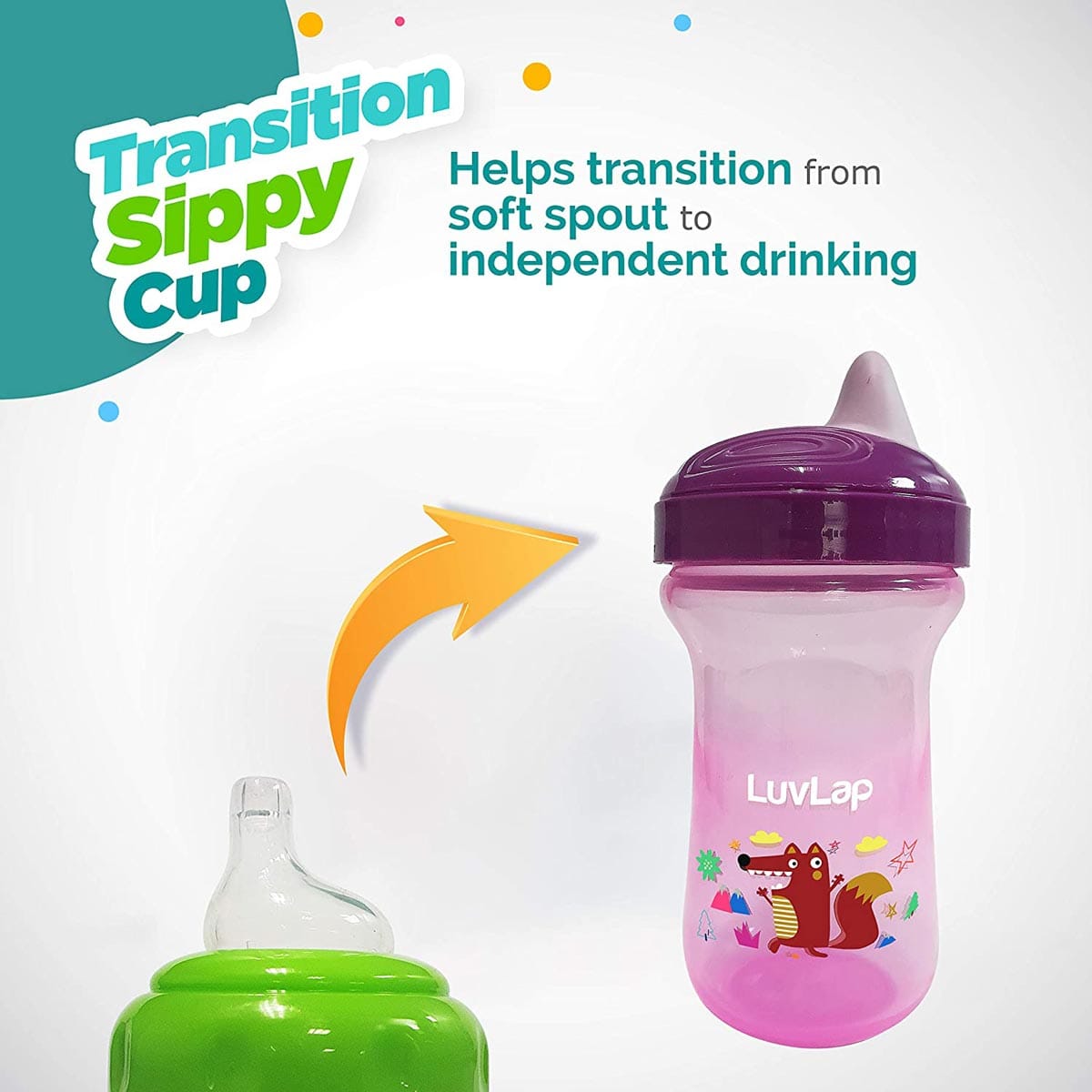 LuvLap Little Fox Spout Sippy Cup, 300Ml, Purple