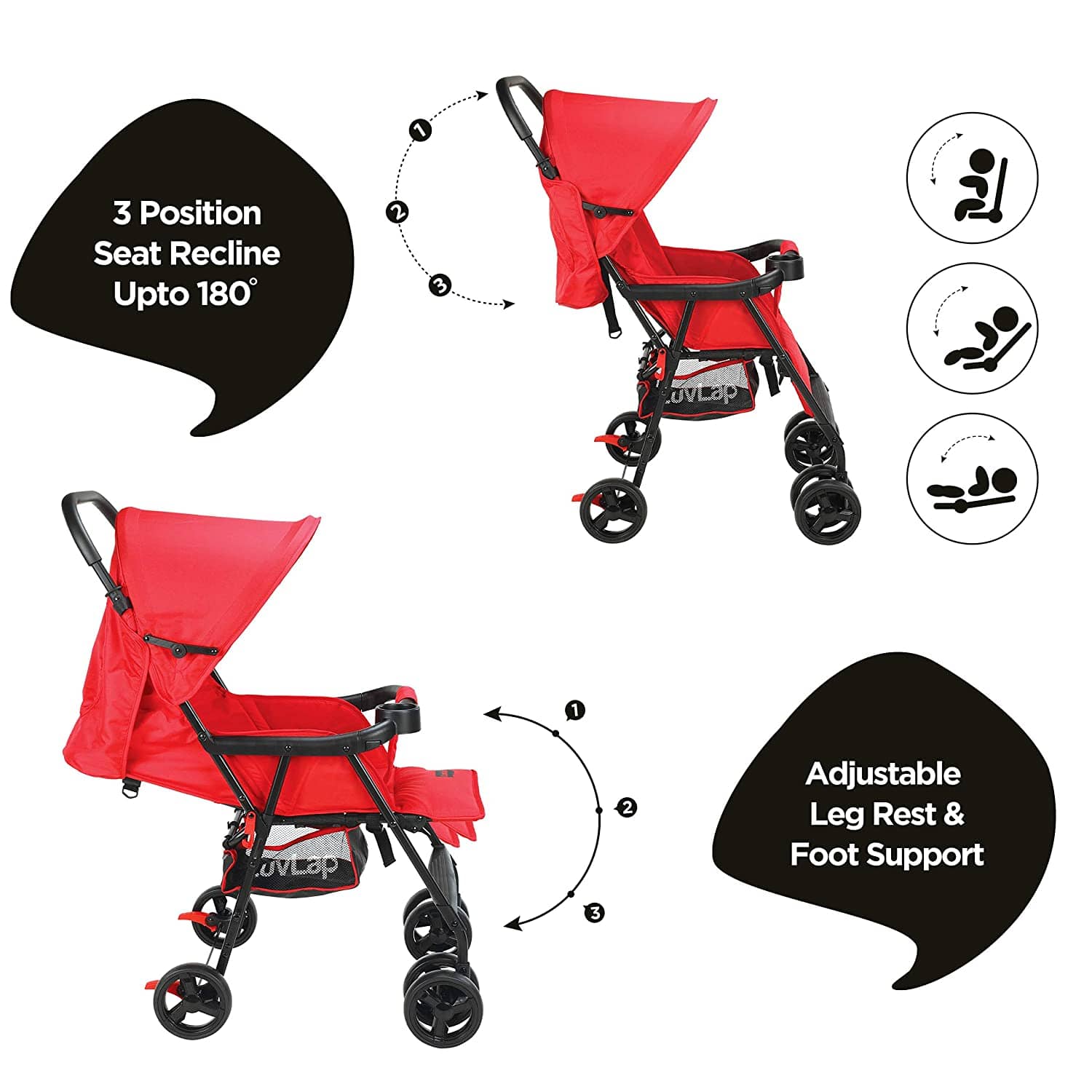 luvlap Delight Stroller, Red