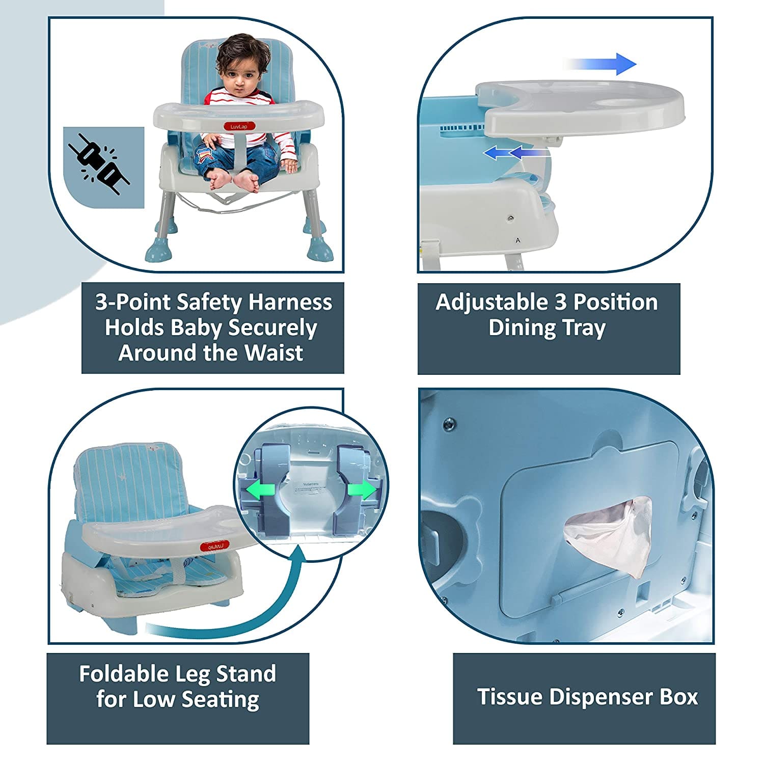 luvlap 4-In-1 Baby High Chair, Blue
