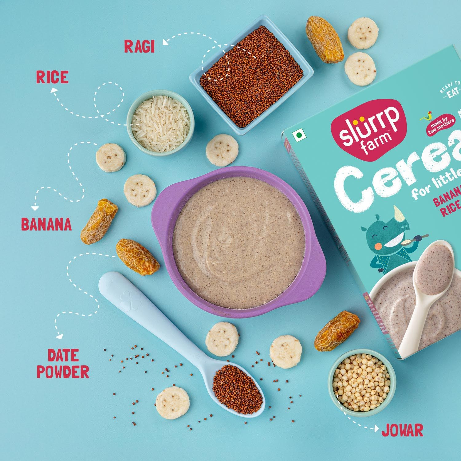 Slurrp Farm Banana, Ragi and Rice Cereal with Milk | 200g