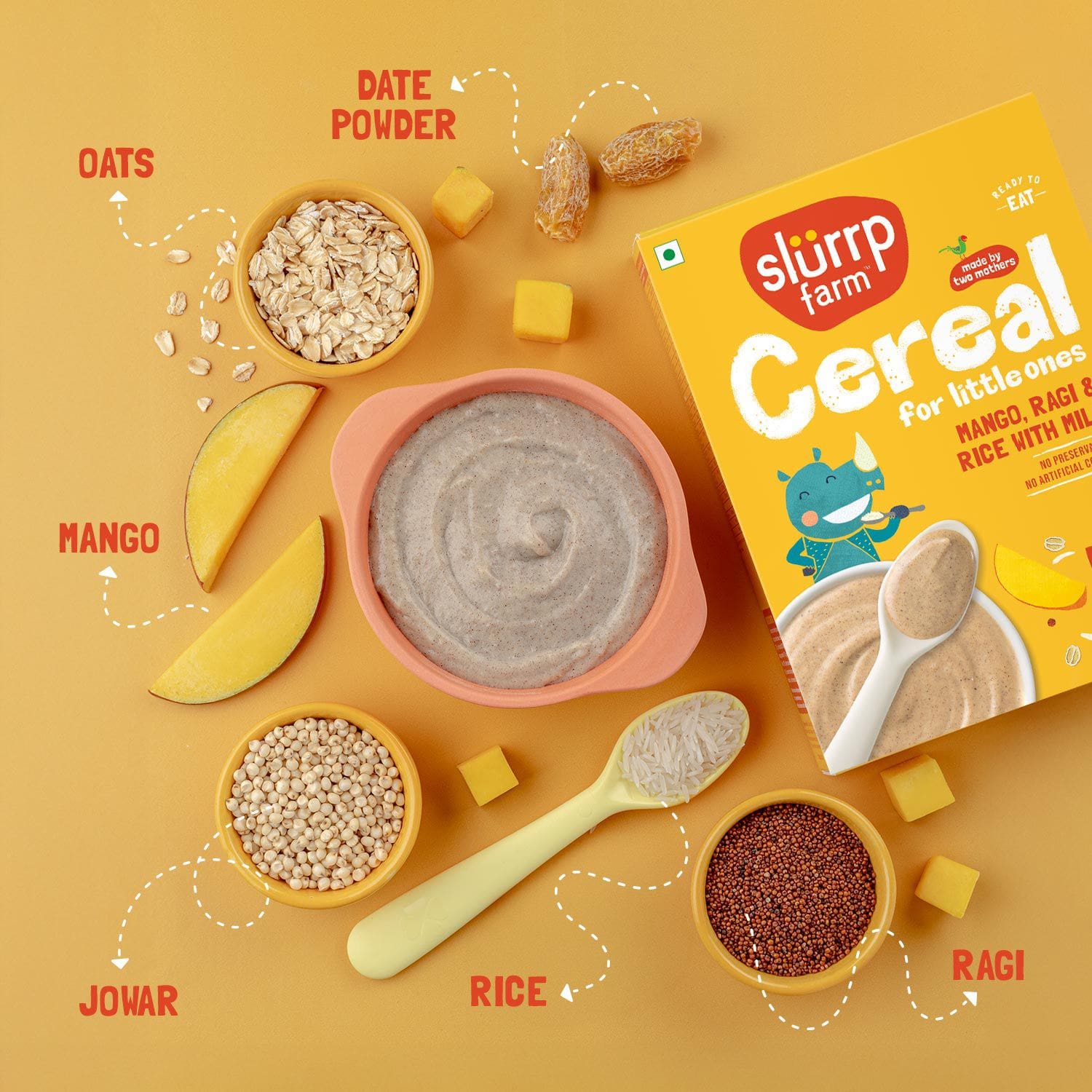 Slurrp Farm Mango, Ragi and Rice Cereal with Milk | 200g