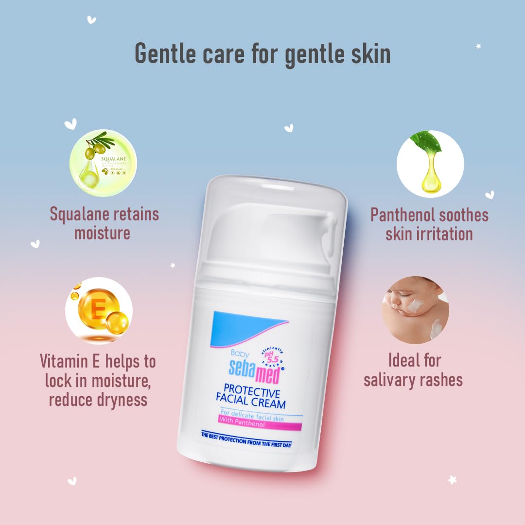 Sebamed Baby Protective Facial Cream 50 ml | pH 5.5 | Vitamin E | Helps Protect from Salivary Rashes